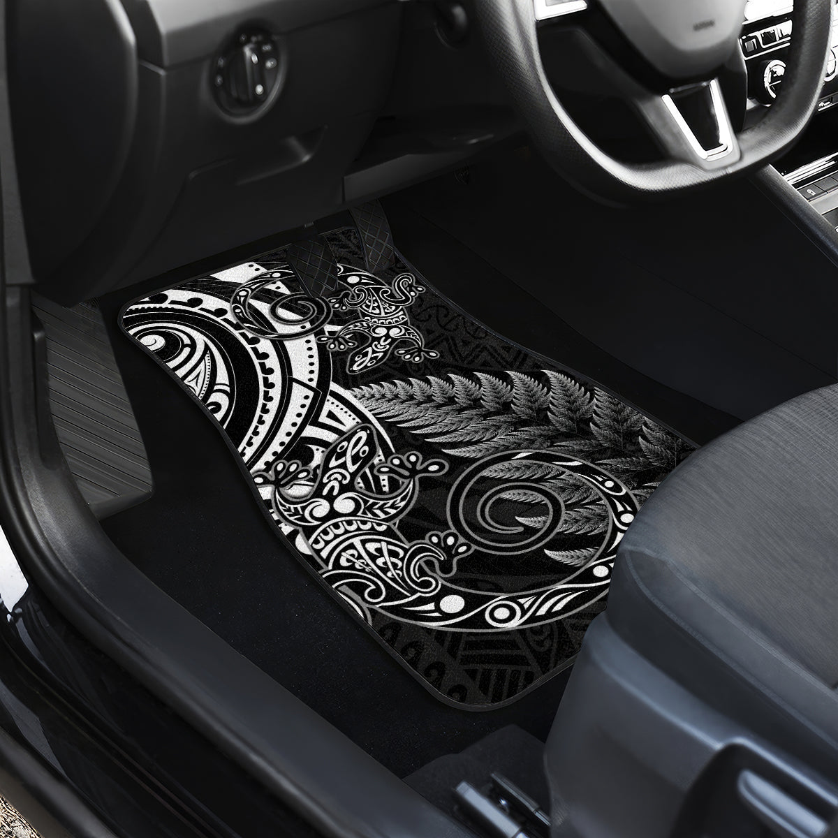 New Zealand Lizard Car Mats Silver Fern Aotearoa Maori