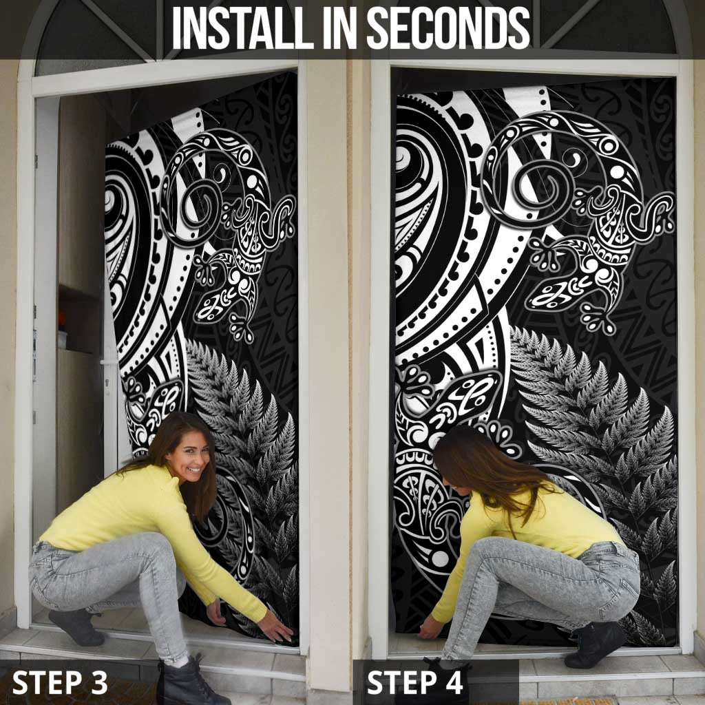 New Zealand Lizard Door Cover Silver Fern Aotearoa Maori - Polynesian Pride