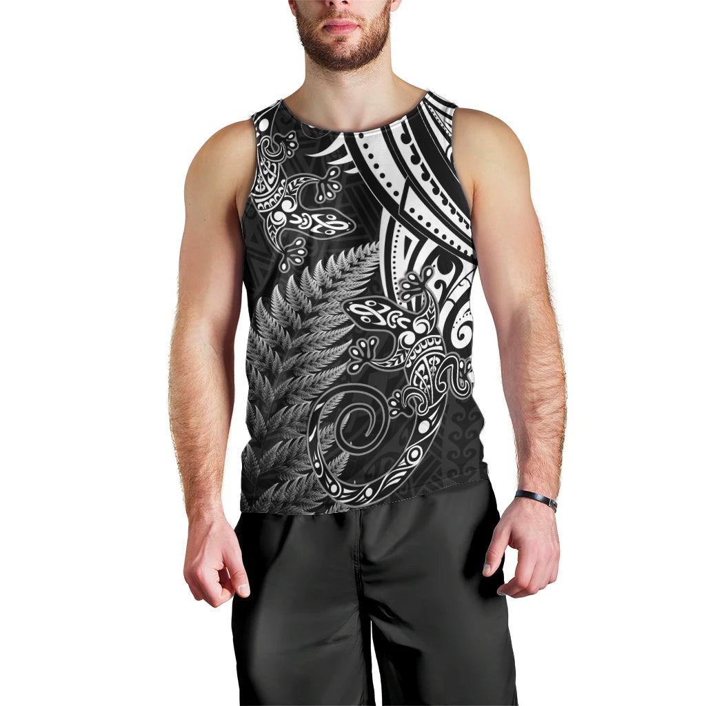 New Zealand Lizard Men Tank Top Silver Fern Aotearoa Maori LT14 - Polynesian Pride