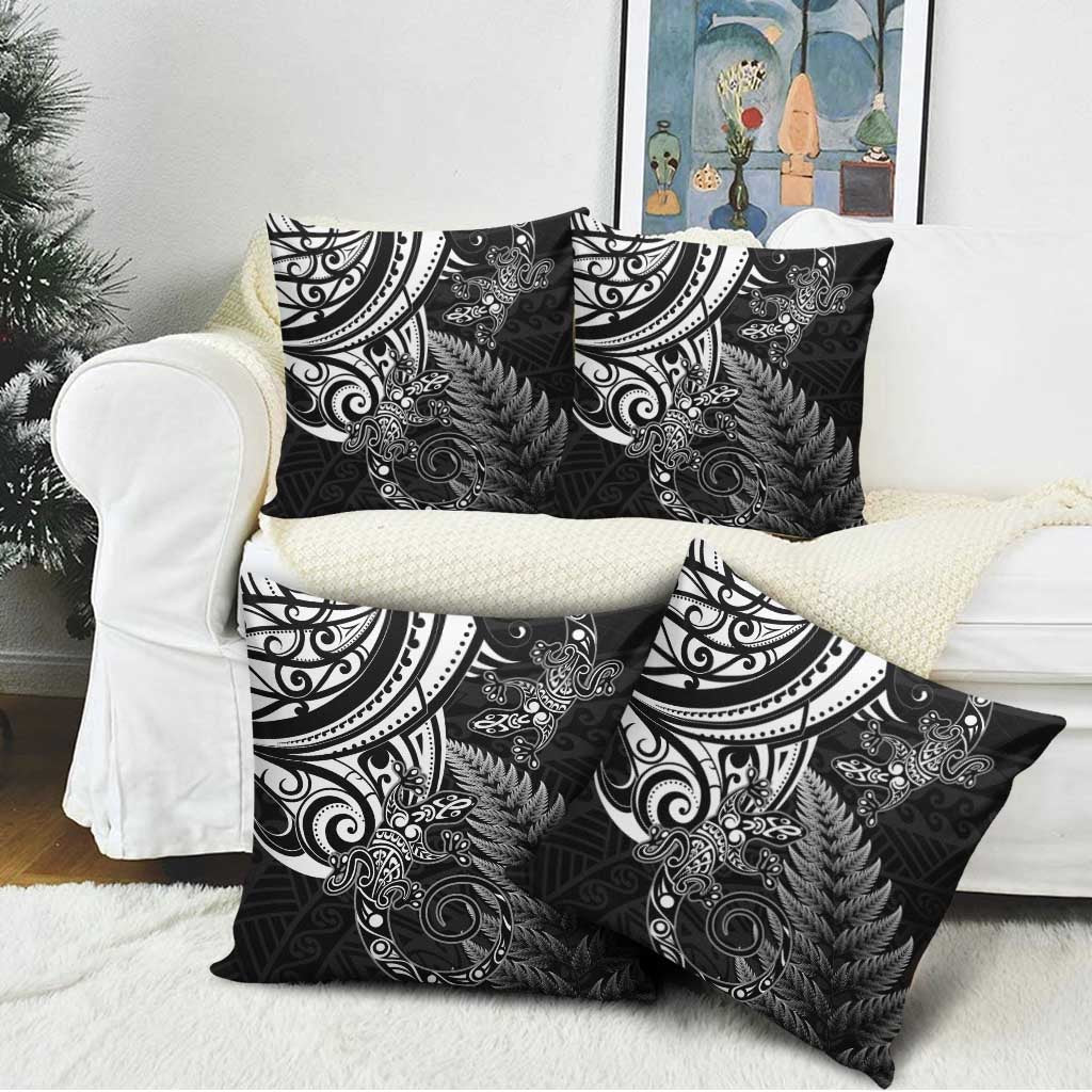 New Zealand Lizard Pillow Cover Silver Fern Aotearoa Maori - Polynesian Pride
