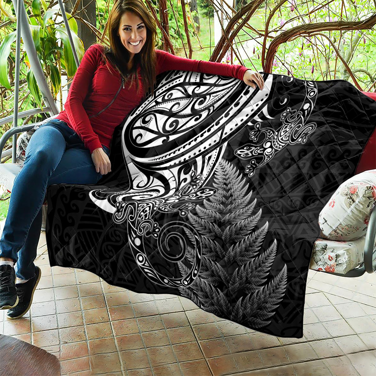 New Zealand Lizard Quilt Silver Fern Aotearoa Maori