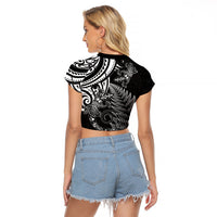 New Zealand Lizard Raglan Cropped T Shirt Silver Fern Aotearoa Maori LT14 - Polynesian Pride