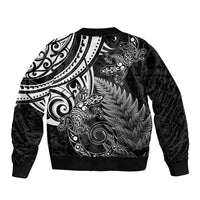 New Zealand Lizard Sleeve Zip Bomber Jacket Silver Fern Aotearoa Maori LT14 - Polynesian Pride