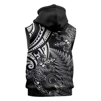 New Zealand Lizard Sleeveless Hoodie Silver Fern Aotearoa Maori - Polynesian Pride