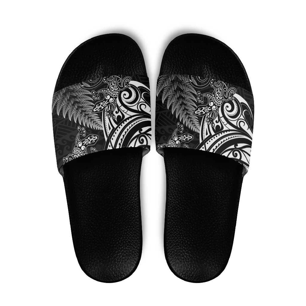New Zealand Lizard Slide Sandals Silver Fern Aotearoa Maori - Polynesian Pride