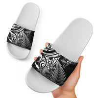 New Zealand Lizard Slide Sandals Silver Fern Aotearoa Maori - Polynesian Pride