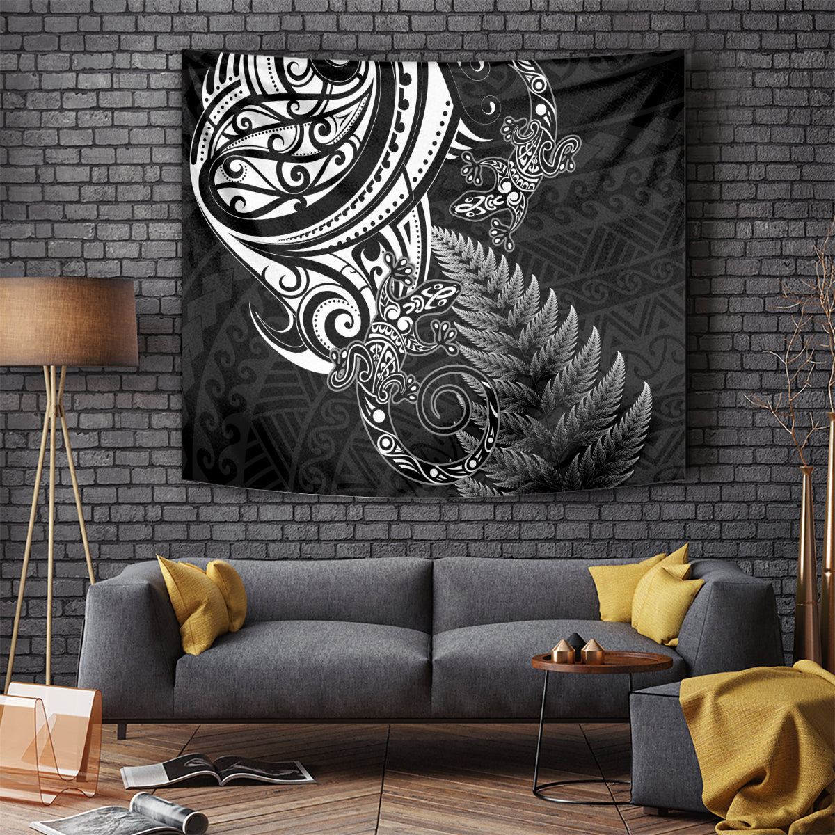 New Zealand Lizard Tapestry Silver Fern Aotearoa Maori