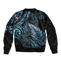 New Zealand Lizard Bomber Jacket Silver Fern Aotearoa Maori With Paua Shell LT14 - Polynesian Pride