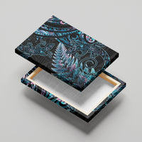 New Zealand Lizard Canvas Wall Art Silver Fern Aotearoa Maori With Paua Shell