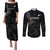 New Zealand Haka Rugby Couples Matching Puletasi and Long Sleeve Button Shirt 2024 Pacific Go Black Silver Fern LT14 Black - Polynesian Pride