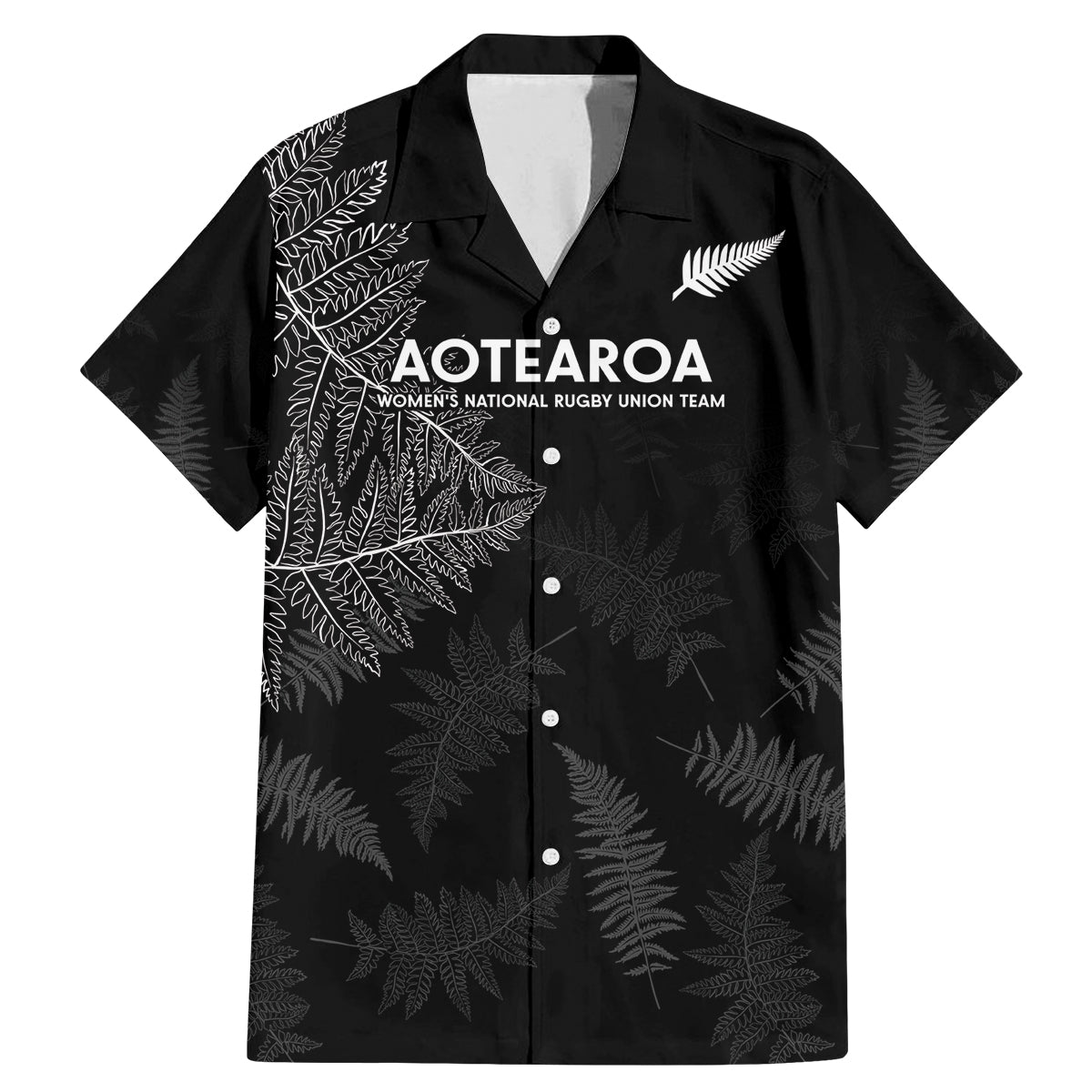 New Zealand Haka Rugby Family Matching Mermaid Dress and Hawaiian Shirt 2024 Pacific Go Black Silver Fern LT14 Dad's Shirt - Short Sleeve Black - Polynesian Pride