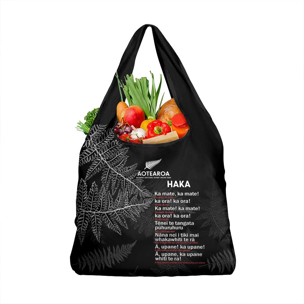 Custom New Zealand Haka Rugby Grocery Bag Pacific Go Black Silver Fern