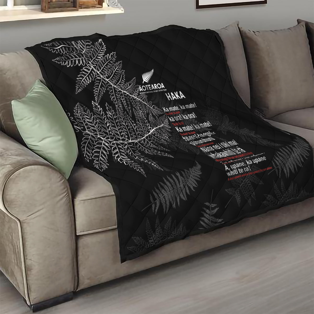 Custom New Zealand Haka Rugby Quilt 2024 Pacific Go Black Silver Fern