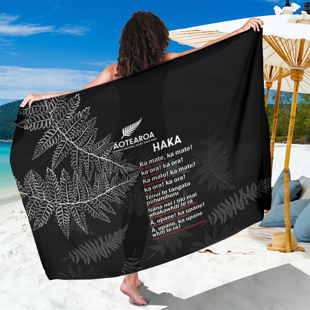Custom New Zealand Haka Rugby Sarong 2024 Pacific Go Black Silver Fern