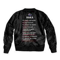 New Zealand Haka Rugby Sleeve Zip Bomber Jacket 2024 Pacific Go Black Silver Fern LT14 - Polynesian Pride
