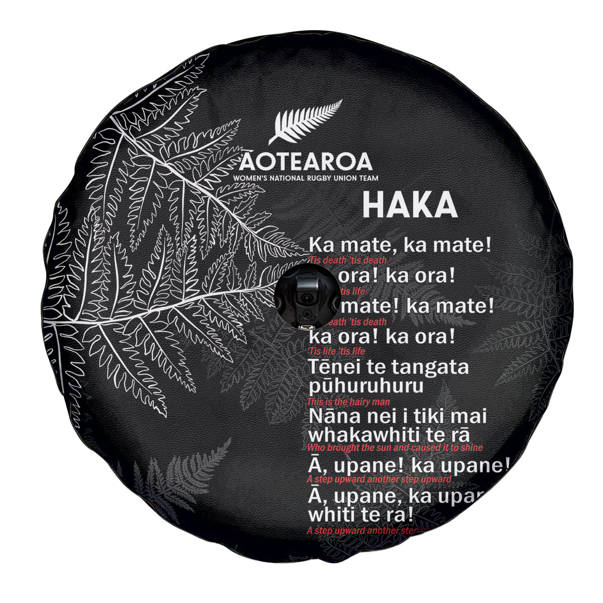 Custom New Zealand Haka Rugby Spare Tire Cover 2024 Pacific Go Black Silver Fern