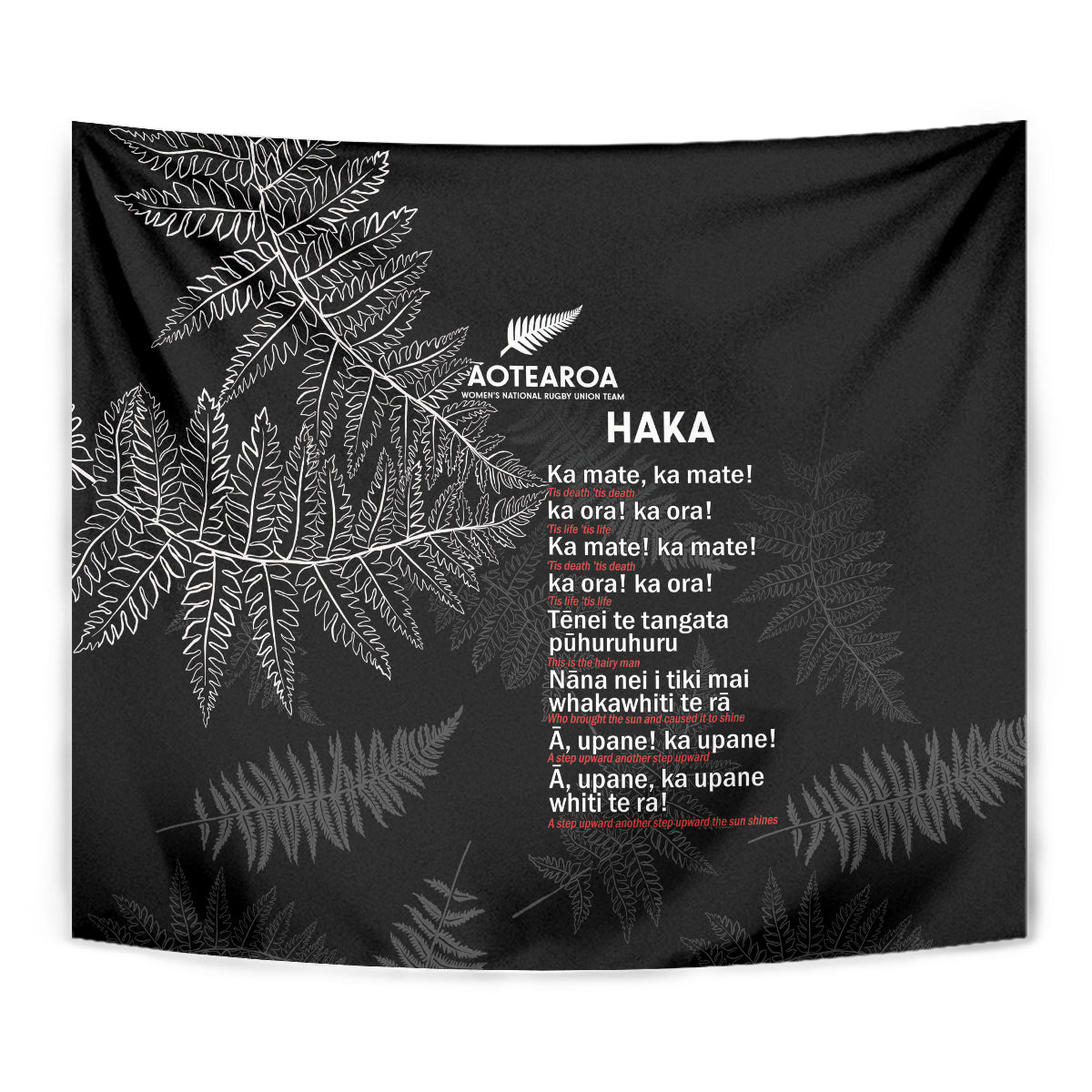 Custom New Zealand Haka Rugby Tapestry 2024 Pacific Go Black Silver Fern