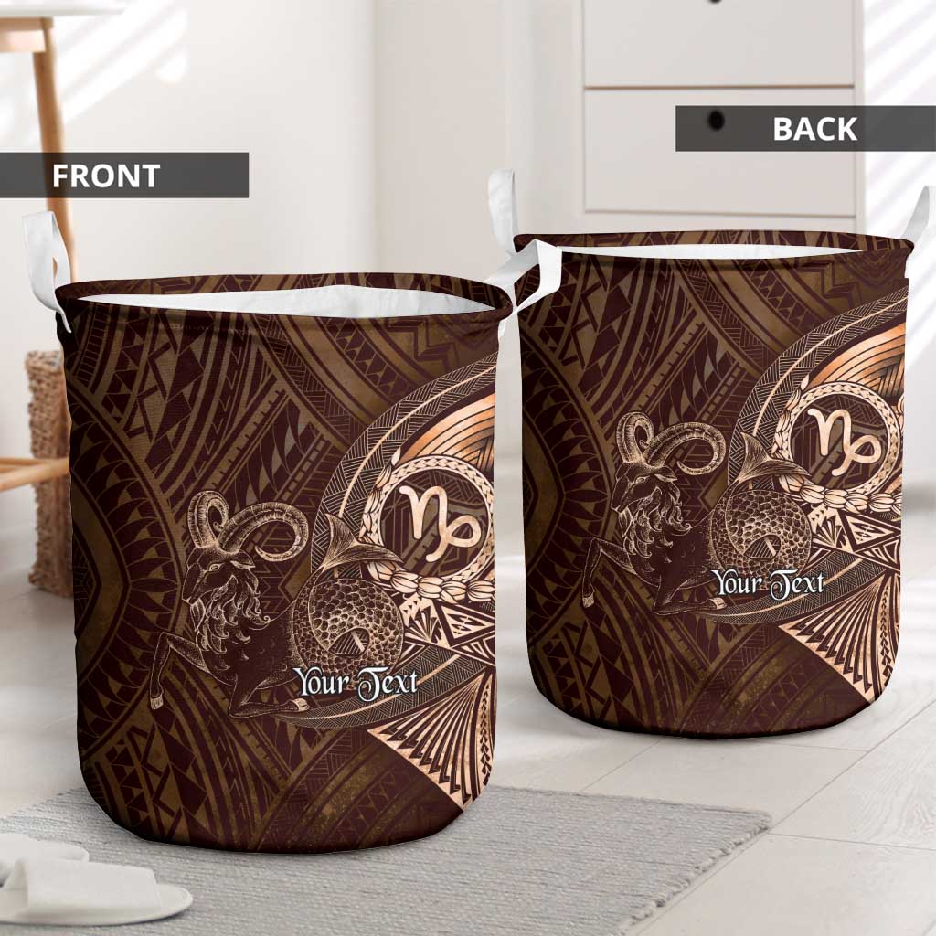 Personalised Polynesia Zodiac Capricorn Laundry Basket Galaxy Polynesian Pattern Chest Tattoo Style