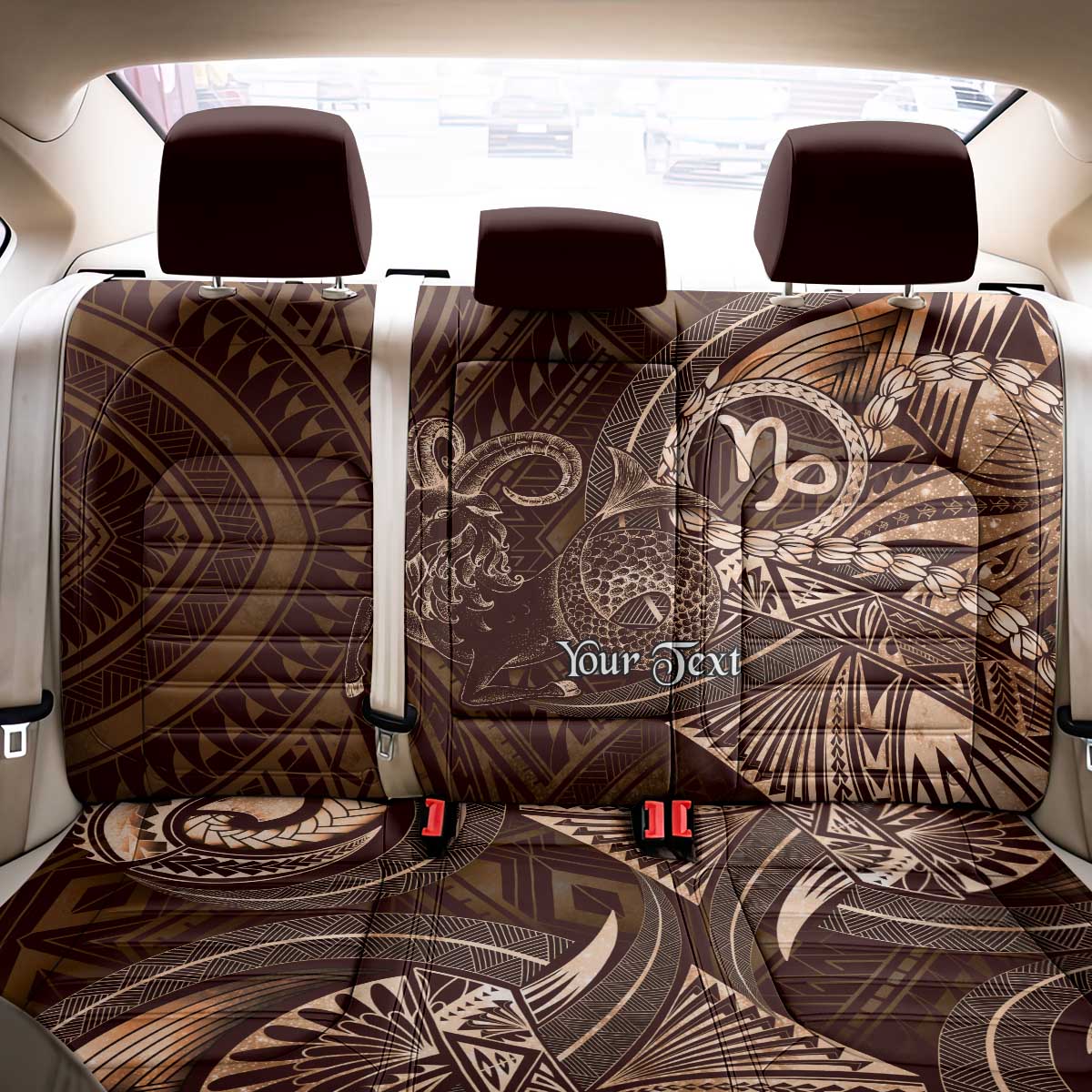 Personalised Polynesia Zodiac Capricorn Back Car Seat Cover Galaxy Polynesian Pattern Chest Tattoo Style