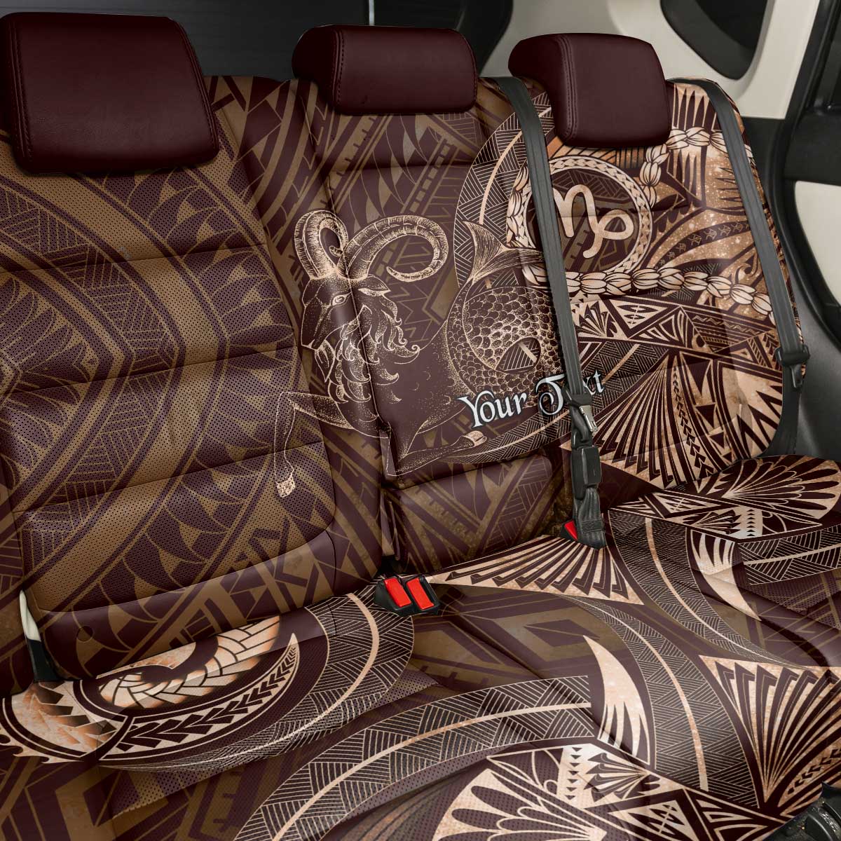 Personalised Polynesia Zodiac Capricorn Back Car Seat Cover Galaxy Polynesian Pattern Chest Tattoo Style
