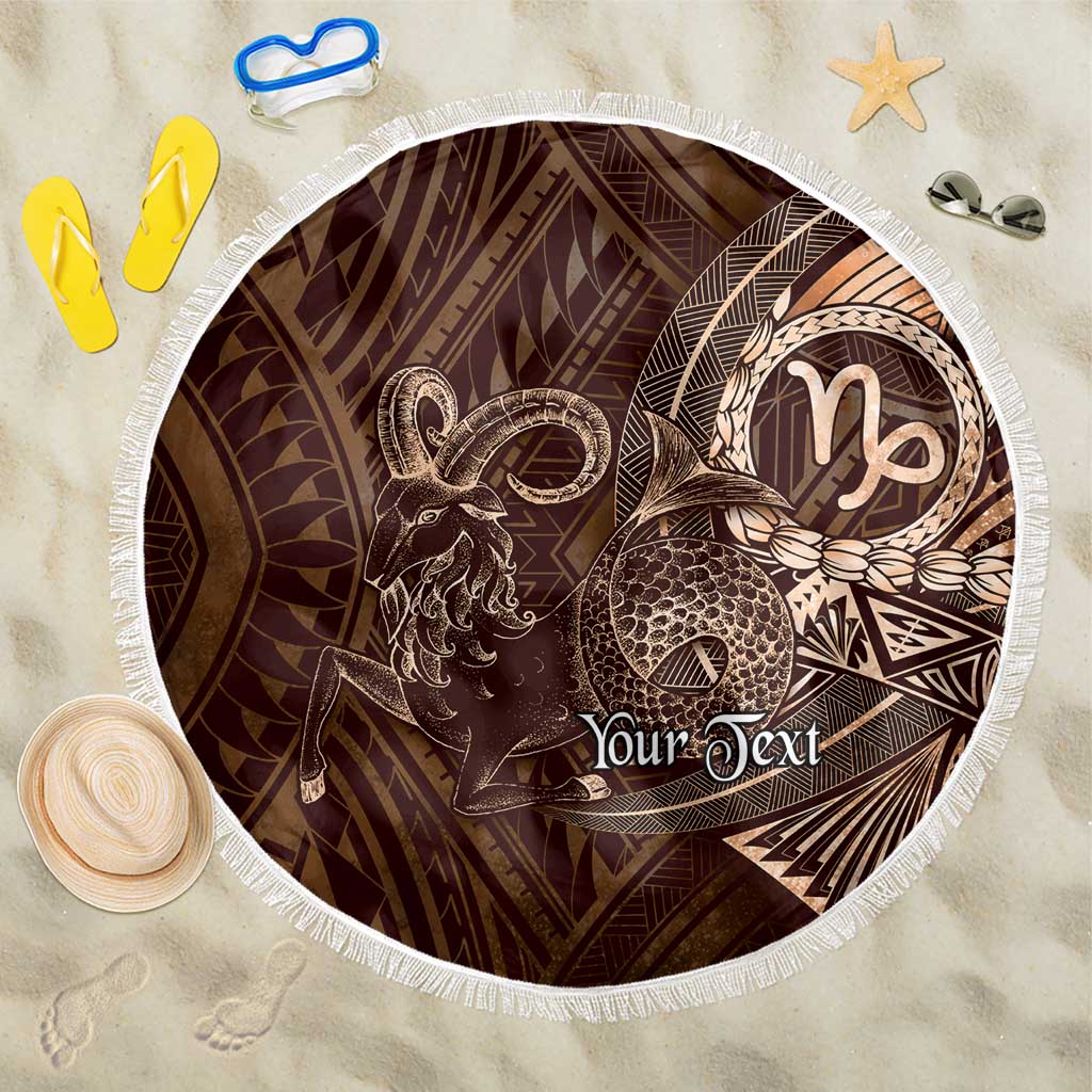 Personalised Polynesia Zodiac Capricorn Beach Blanket Galaxy Polynesian Pattern Chest Tattoo Style