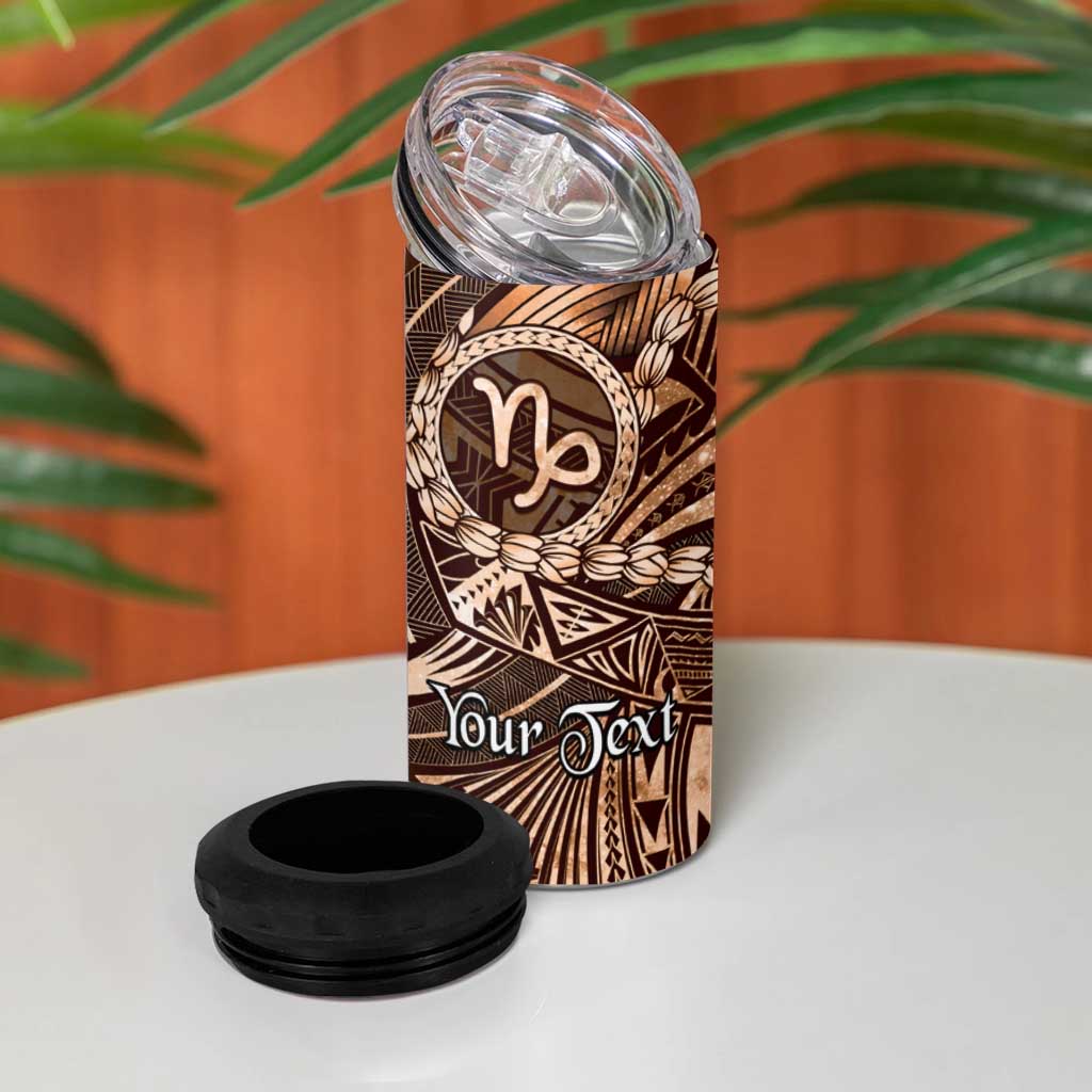 Personalised Polynesia Zodiac Capricorn 4 in 1 Can Cooler Tumbler Galaxy Polynesian Pattern Chest Tattoo Style