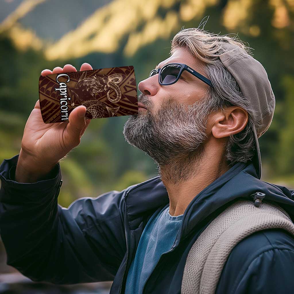 Personalised Polynesia Zodiac Capricorn 4 in 1 Can Cooler Tumbler Galaxy Polynesian Pattern Chest Tattoo Style