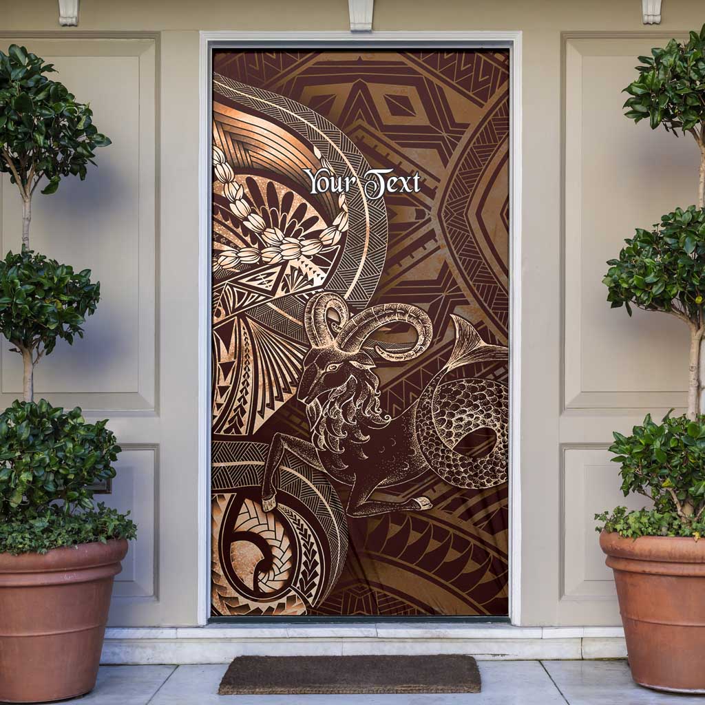 Personalised Polynesia Zodiac Capricorn Door Cover Galaxy Polynesian Pattern Chest Tattoo Style