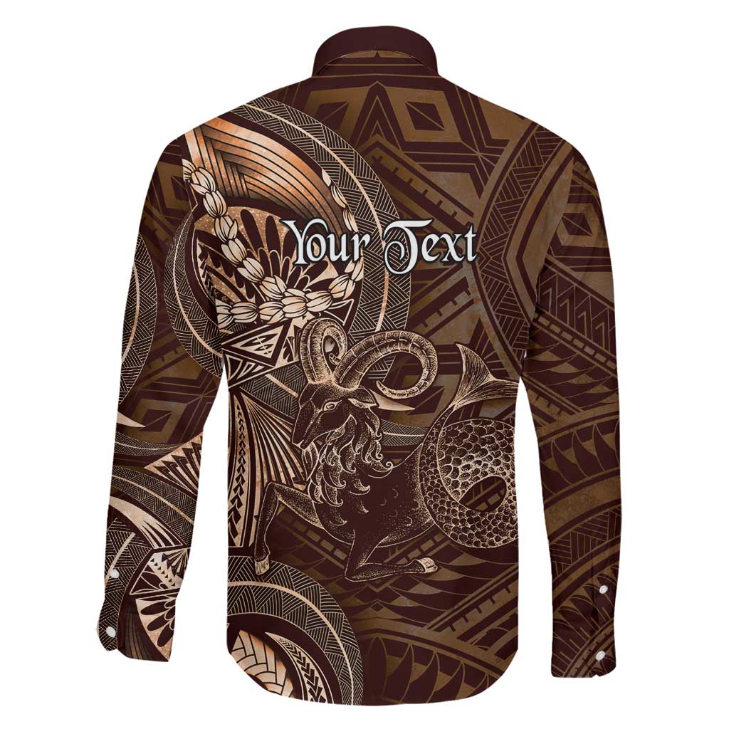 Personalised Polynesia Zodiac Capricorn Family Matching Off The Shoulder Long Sleeve Dress and Hawaiian Shirt Galaxy Polynesian Pattern Chest Tattoo Style LT14 - Polynesian Pride