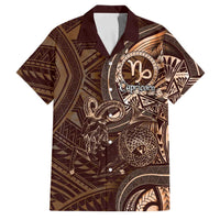 Personalised Polynesia Zodiac Capricorn Family Matching Puletasi and Hawaiian Shirt Galaxy Polynesian Pattern Chest Tattoo Style LT14 Dad's Shirt - Short Sleeve Brown - Polynesian Pride