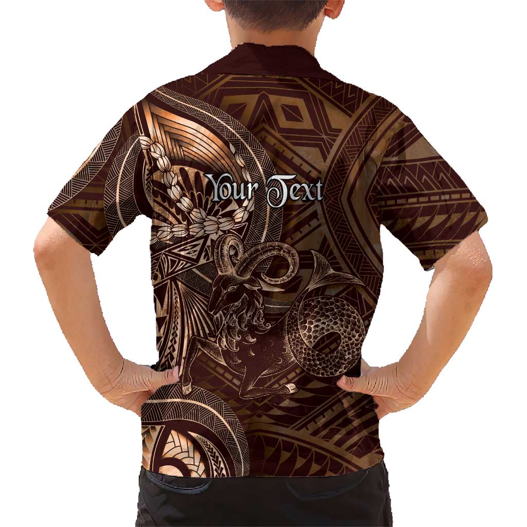Personalised Polynesia Zodiac Capricorn Kid Hawaiian Shirt Galaxy Polynesian Pattern Chest Tattoo Style LT14 - Polynesian Pride
