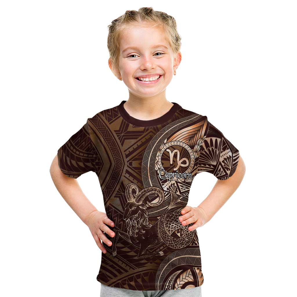 Personalised Polynesia Zodiac Capricorn Kid T Shirt Galaxy Polynesian Pattern Chest Tattoo Style