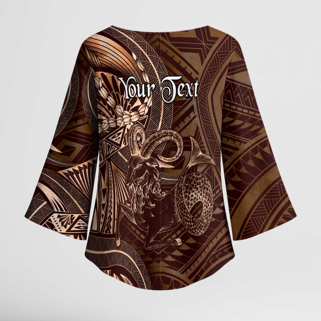 Personalised Polynesia Zodiac Capricorn Kimono Sleeve Blouse Galaxy Polynesian Pattern Chest Tattoo Style LT14 - Polynesian Pride