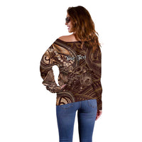 Personalised Polynesia Zodiac Capricorn Off Shoulder Sweater Galaxy Polynesian Pattern Chest Tattoo Style LT14 - Polynesian Pride