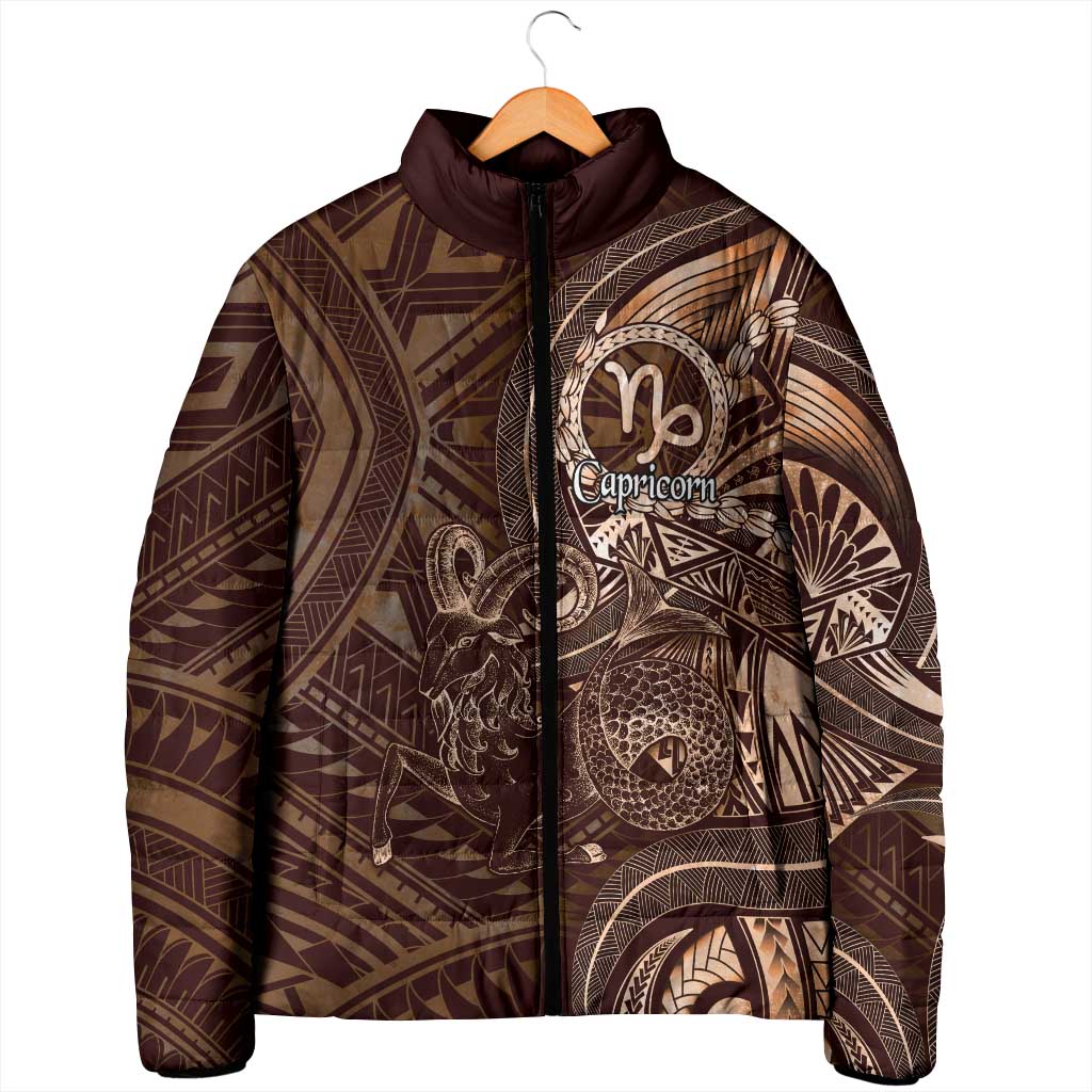 Personalised Polynesia Zodiac Capricorn Padded Jacket Galaxy Polynesian Pattern Chest Tattoo Style LT14 - Polynesian Pride