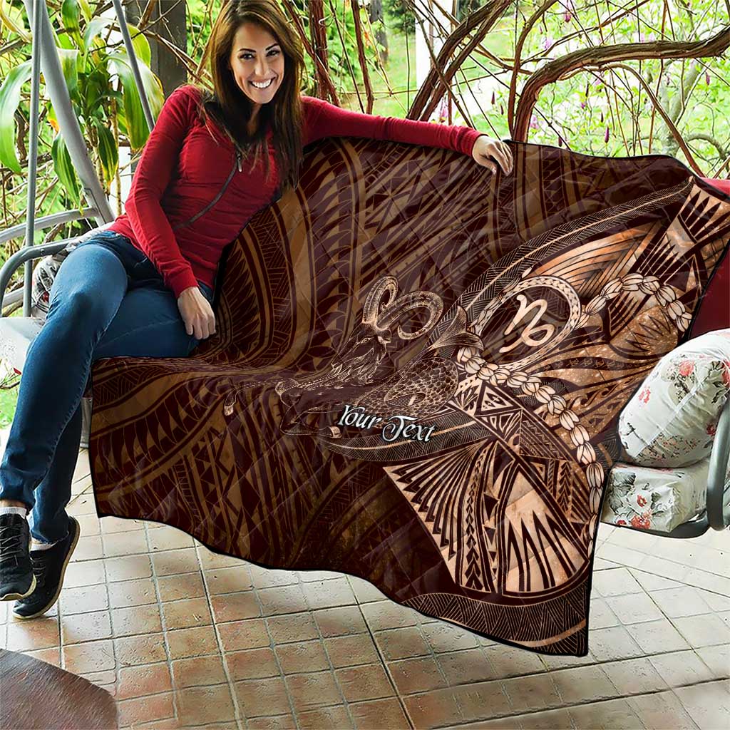 Personalised Polynesia Zodiac Capricorn Quilt Galaxy Polynesian Pattern Chest Tattoo Style