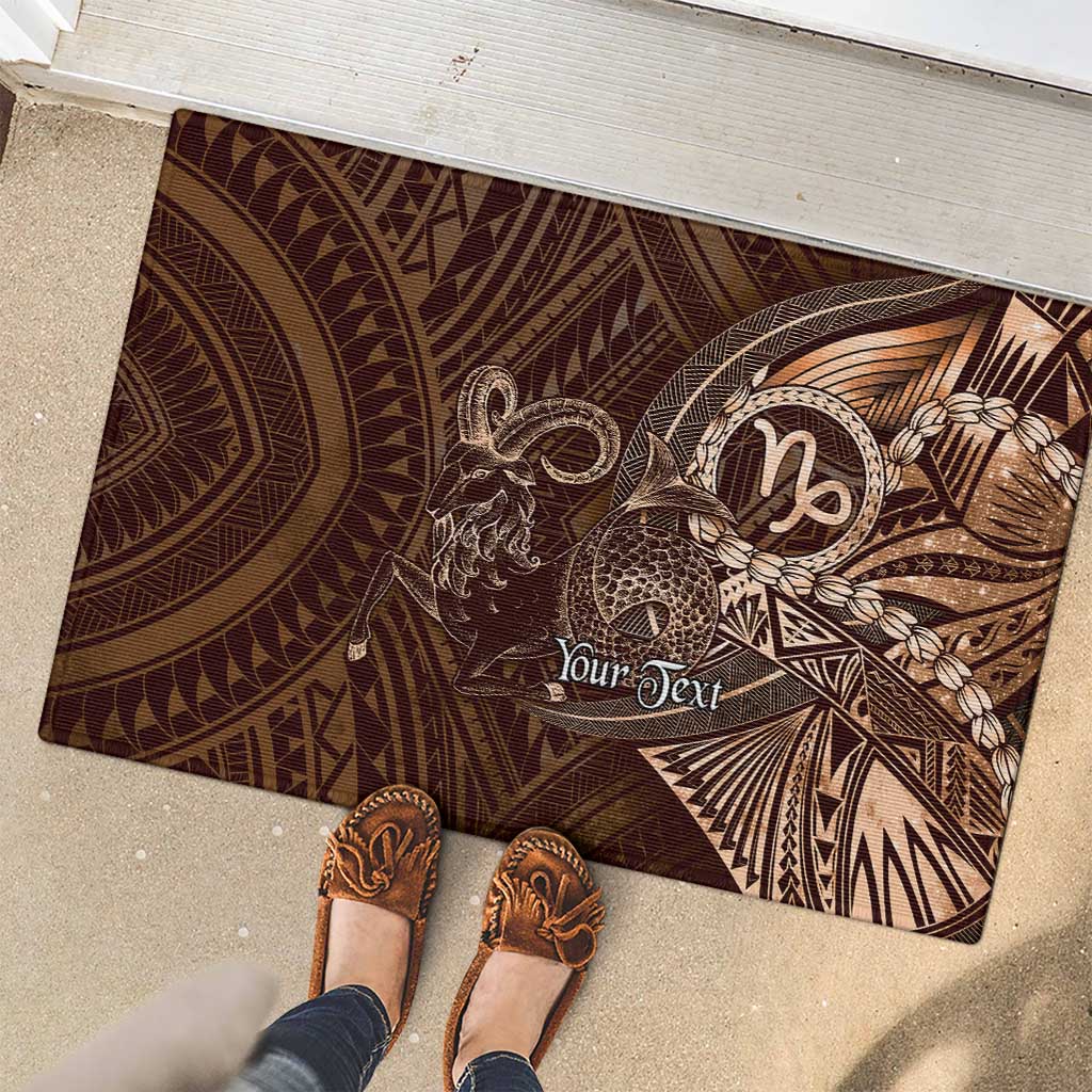 Personalised Polynesia Zodiac Capricorn Rubber Doormat Galaxy Polynesian Pattern Chest Tattoo Style LT14 - Polynesian Pride