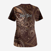 Personalised Polynesia Zodiac Capricorn Scrub Top Galaxy Polynesian Pattern Chest Tattoo Style