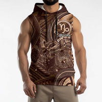 Personalised Polynesia Zodiac Capricorn Sleeveless Hoodie Galaxy Polynesian Pattern Chest Tattoo Style LT14 - Polynesian Pride