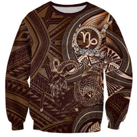 Personalised Polynesia Zodiac Capricorn Sweatshirt Galaxy Polynesian Pattern Chest Tattoo Style