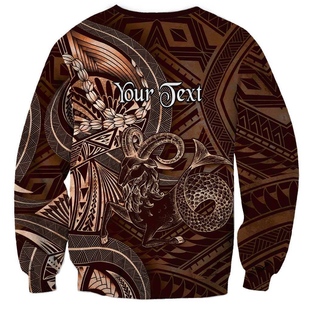 Personalised Polynesia Zodiac Capricorn Sweatshirt Galaxy Polynesian Pattern Chest Tattoo Style
