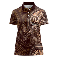 Personalised Polynesia Zodiac Capricorn Women Polo Shirt Galaxy Polynesian Pattern Chest Tattoo Style