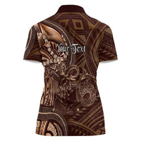 Personalised Polynesia Zodiac Capricorn Women Polo Shirt Galaxy Polynesian Pattern Chest Tattoo Style