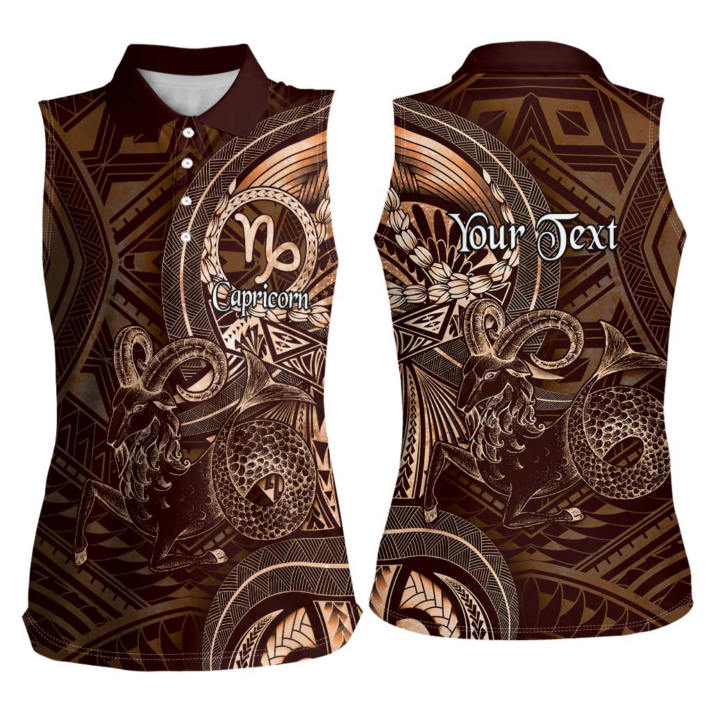 Personalised Polynesia Zodiac Capricorn Women Sleeveless Polo Shirt Galaxy Polynesian Pattern Chest Tattoo Style LT14 - Polynesian Pride