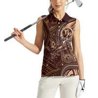 Personalised Polynesia Zodiac Capricorn Women Sleeveless Polo Shirt Galaxy Polynesian Pattern Chest Tattoo Style LT14 - Polynesian Pride