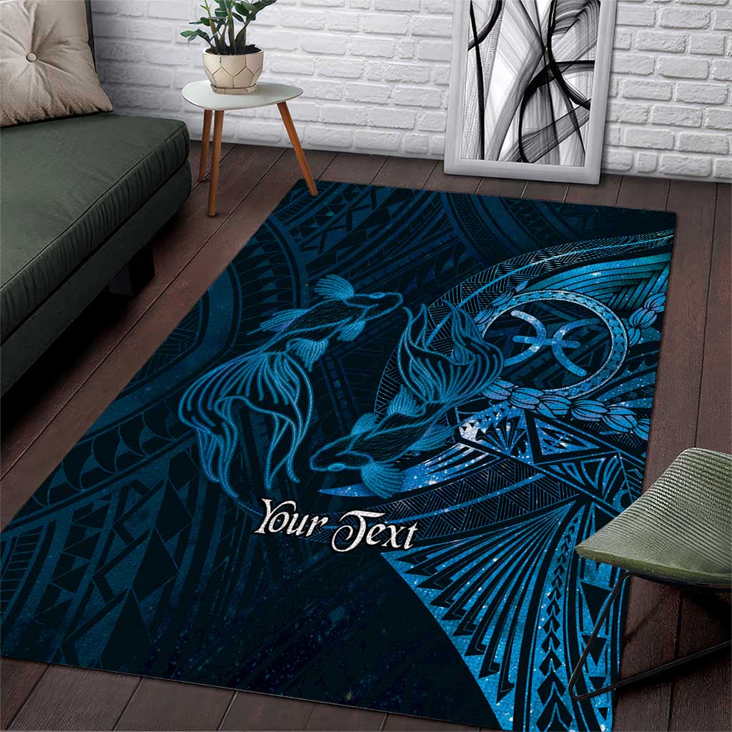 Personalised Polynesia Zodiac Pisces Area Rug Galaxy Polynesian Pattern Chest Tattoo Style