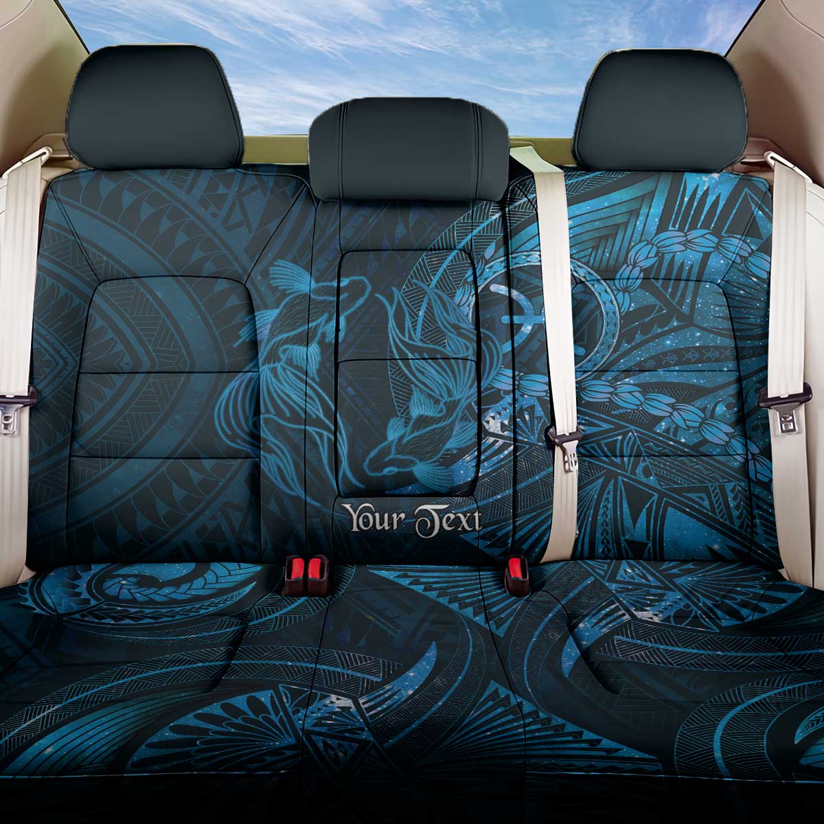Personalised Polynesia Zodiac Pisces Back Car Seat Cover Galaxy Polynesian Pattern Chest Tattoo Style