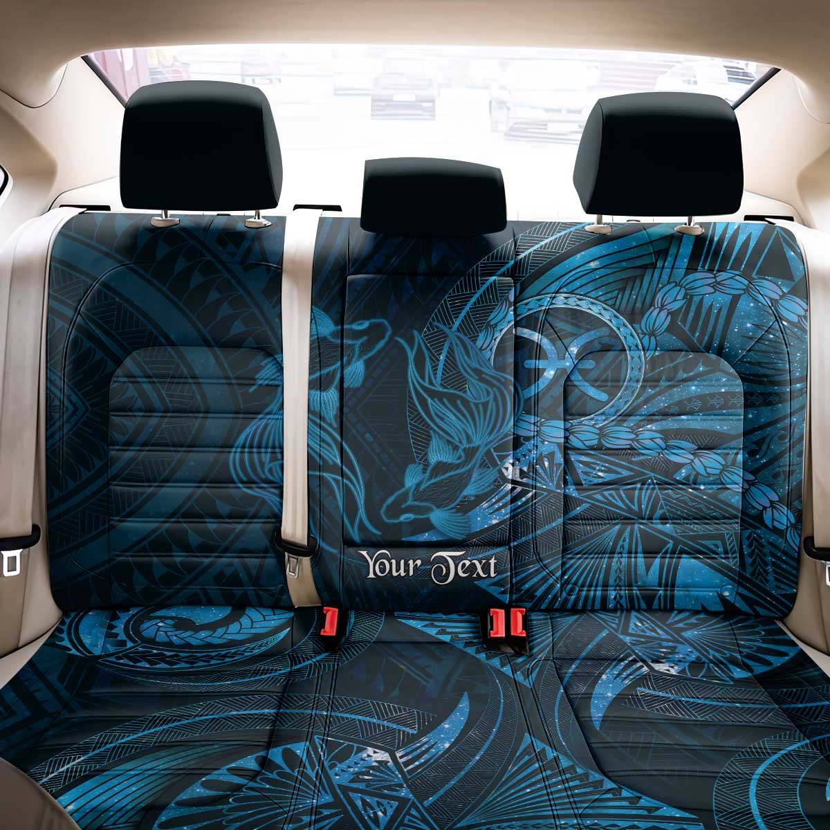 Personalised Polynesia Zodiac Pisces Back Car Seat Cover Galaxy Polynesian Pattern Chest Tattoo Style