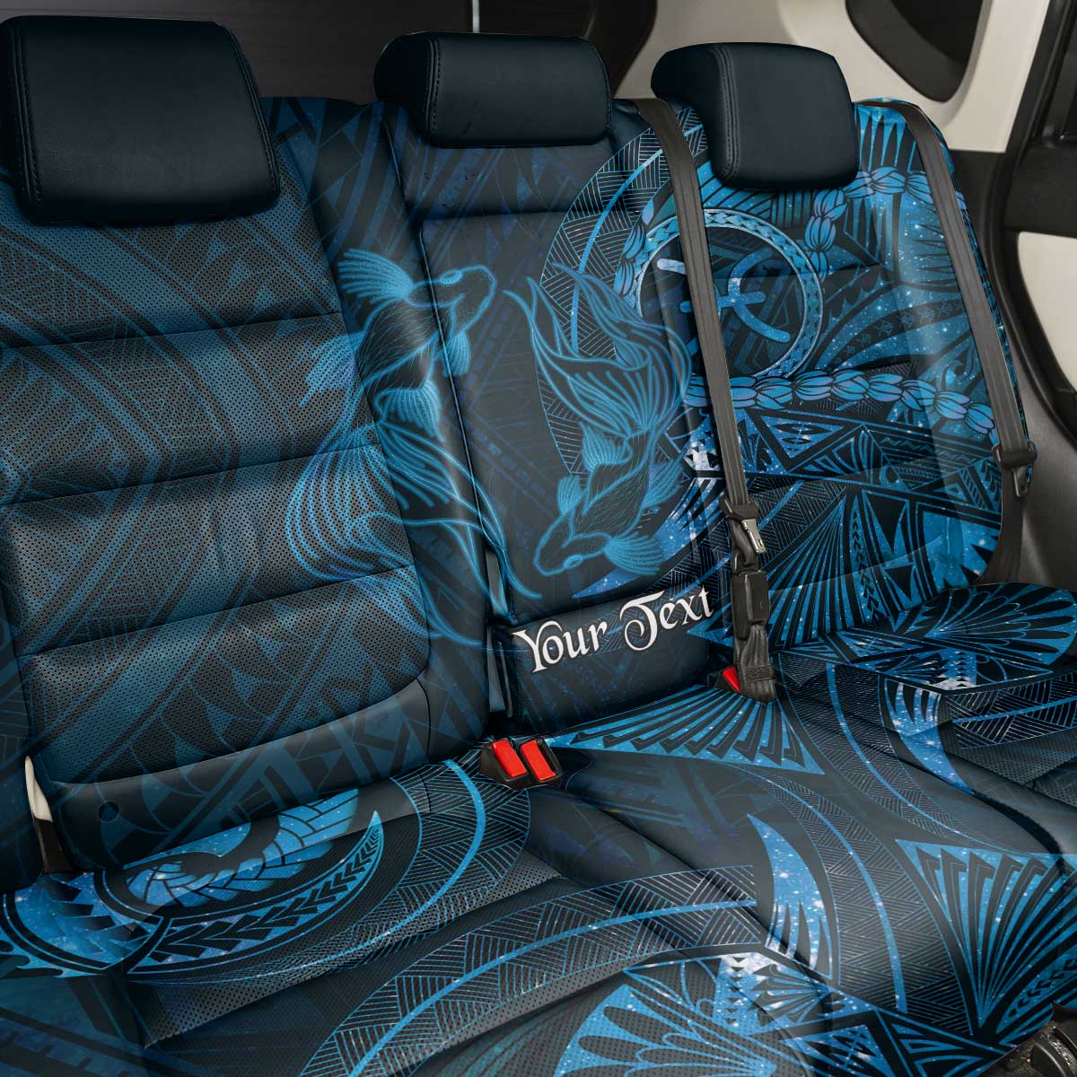Personalised Polynesia Zodiac Pisces Back Car Seat Cover Galaxy Polynesian Pattern Chest Tattoo Style
