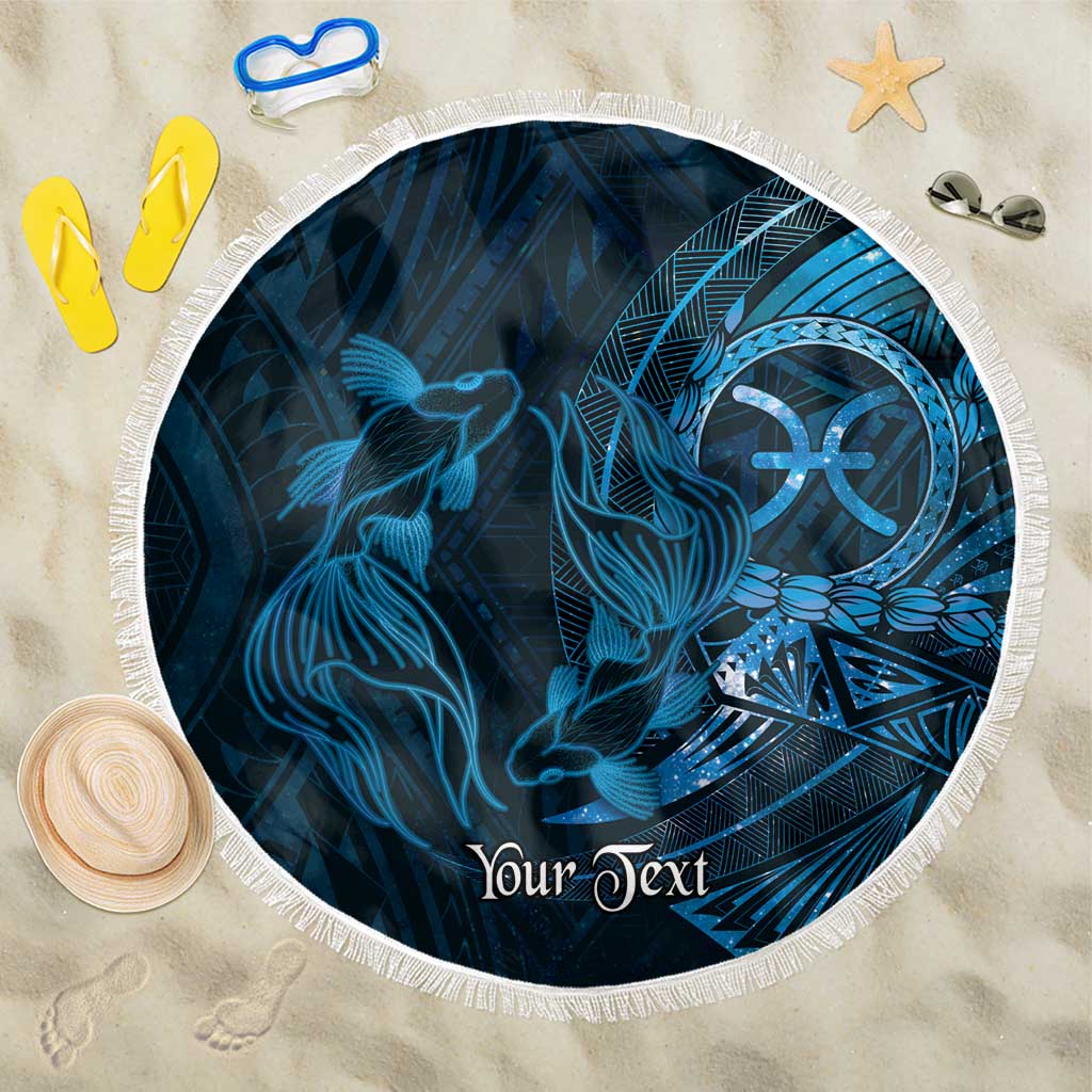 Personalised Polynesia Zodiac Pisces Beach Blanket Galaxy Polynesian Pattern Chest Tattoo Style